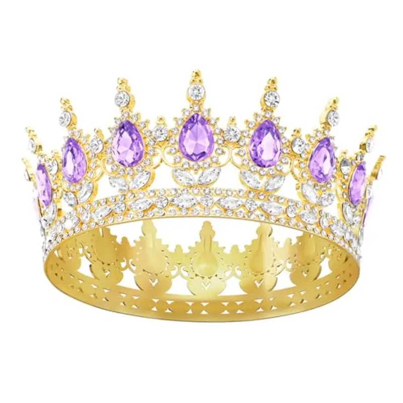 DRESHOW Corona da Donna Diadema Rotondo Principessa Corona Regina Barocca con Strass Scintillanti per Matrimonio Ballo Compleanno Pageant