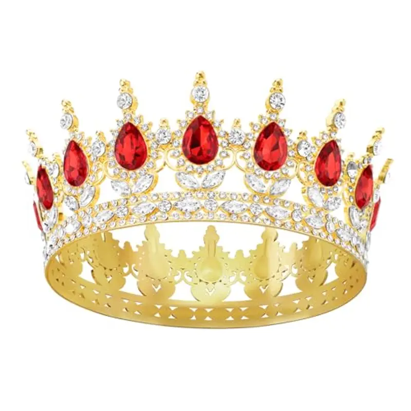 DRESHOW Corona da Donna Diadema Rotondo Principessa Corona Regina Barocca con Strass Scintillanti per Matrimonio Ballo Compleanno Pageant