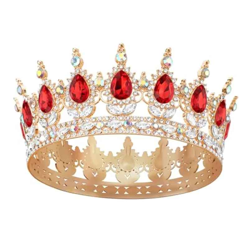 DRESHOW Corona da Donna Diadema Rotondo Principessa Corona Regina Barocca con Strass Scintillanti per Matrimonio Ballo Compleanno Pageant