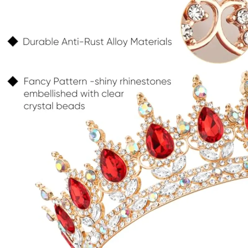 DRESHOW Corona da Donna Diadema Rotondo Principessa Corona Regina Barocca con Strass Scintillanti per Matrimonio Ballo Compleanno Pageant miniatura 2