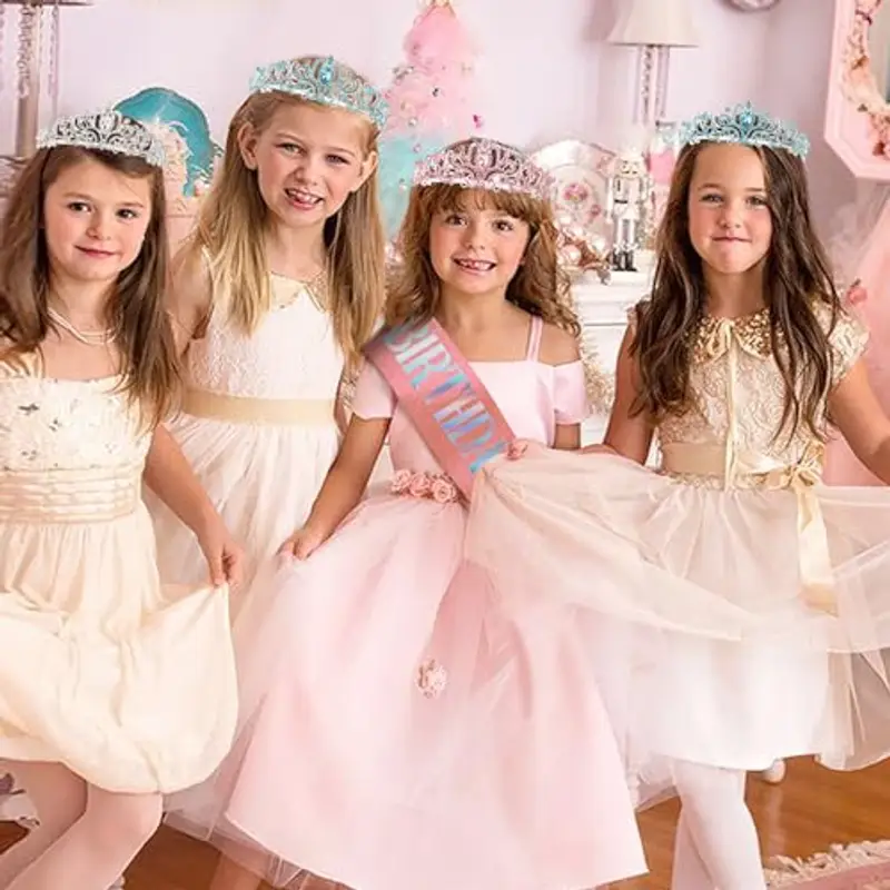 DRESHOW Corona di Compleanno e Fusciacca per le Donna Fascia di Compleanno Della Ragazza e Tiara di Strass Set di Decorazioni di Compleanno Accessori per Capelli Fusciacca di Glitter per la Festa miniatura 3