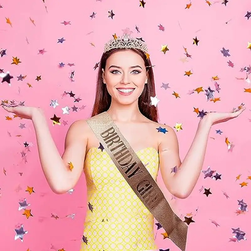 DRESHOW Corona di Compleanno e Fusciacca per le Donna Fascia di Compleanno Della Ragazza e Tiara di Strass Set di Decorazioni di Compleanno Accessori per Capelli Fusciacca di Glitter per la Festa miniatura 3