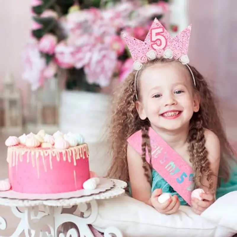 DRESHOW Corona di Fiori di Rosa Corona Bambina Fascia Tiara Corona da Principessa Cerchietto per Feste di Compleanno, Carnevale miniatura 2