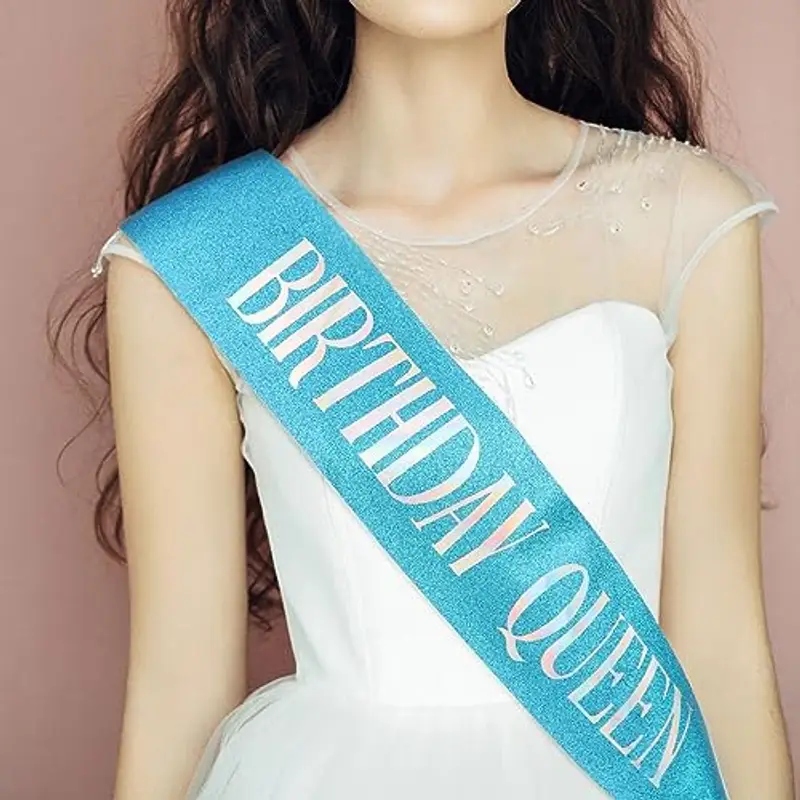 DRESHOW Corona e Fusciacca di Compleanno per Donna Fascia da Regina del Compleanno e Diadema di Strass Set di Diademi e Fusciacche per Ragazze Decorazioni per Capelli Accessori Scintillanti per Festa miniatura 3