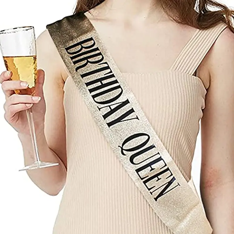 DRESHOW Corona e Fusciacca di Compleanno per Donna Fascia da Regina del Compleanno e Diadema di Strass Set di Diademi e Fusciacche per Ragazze Decorazioni per Capelli Accessori Scintillanti per Festa miniatura 3