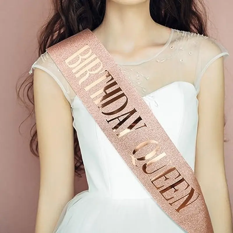 DRESHOW Corona e Fusciacca di Compleanno per Donna Fascia da Regina del Compleanno e Diadema di Strass Set di Diademi e Fusciacche per Ragazze Decorazioni per Capelli Accessori Scintillanti per Festa miniatura 3