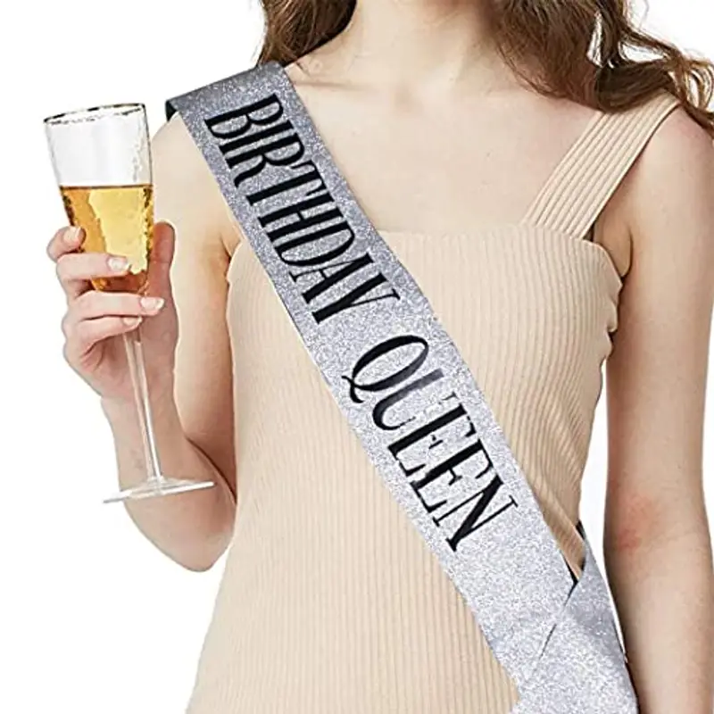 DRESHOW Corona e Fusciacca di Compleanno per Donna Fascia da Regina del Compleanno e Diadema di Strass Set di Diademi e Fusciacche per Ragazze Decorazioni per Capelli Accessori Scintillanti per Festa miniatura 3