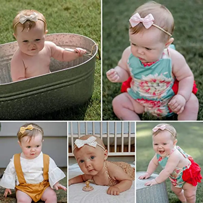 DRESHOW Cuffietta per neonato, con grande fiocco, morbida, taglia unica, 3 pezzi 10 Pack B Taglia unica miniatura 3