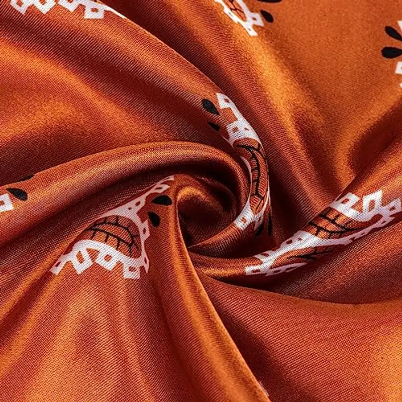 DRESHOW Donna Foulard Quadrato Grande in Raso Sciarpe per Capelli Accessori in Seta Bandane da Spiaggia con Motivi Classici miniatura 3