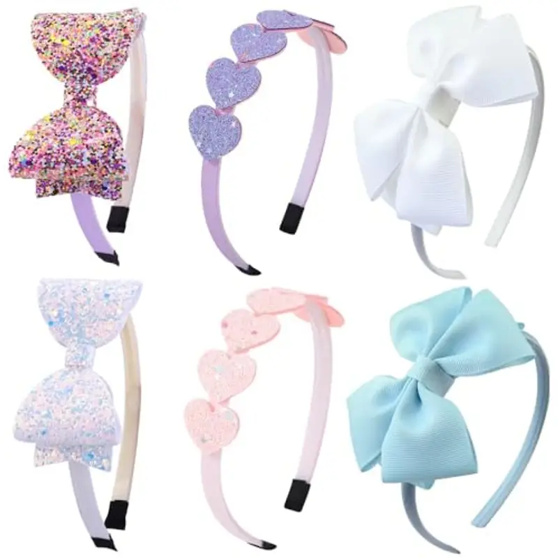 DRESHOW Ragazze Fasce Arco Glitter Bambini Fascia Cuore Stella Capelli per Toddlers Adolescenti