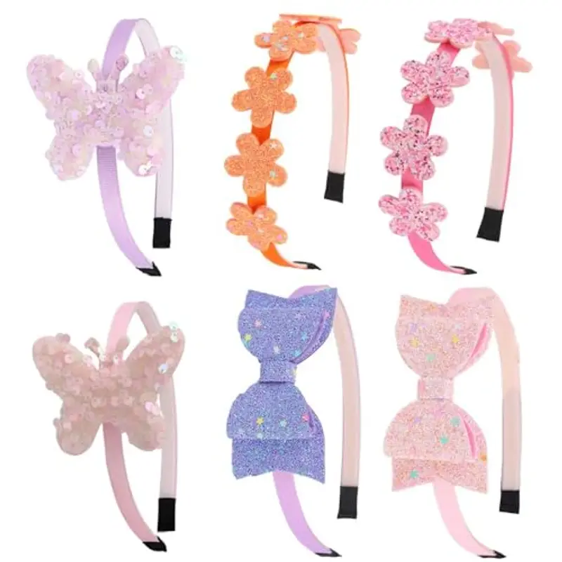 DRESHOW Ragazze Fasce Arco Glitter Bambini Fascia Cuore Stella Capelli per Toddlers Adolescenti