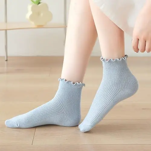 DRESHOW Volant Calzini Casual per Ragazze Carini Calzini da Donna con Volant Calzini Traspiranti alla Caviglia con miniatura 2