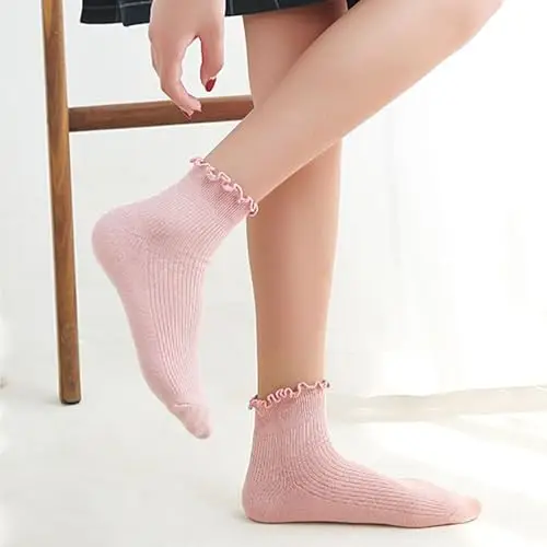 DRESHOW Volant Calzini Casual per Ragazze Carini Calzini da Donna con Volant Calzini Traspiranti alla Caviglia con miniatura 3