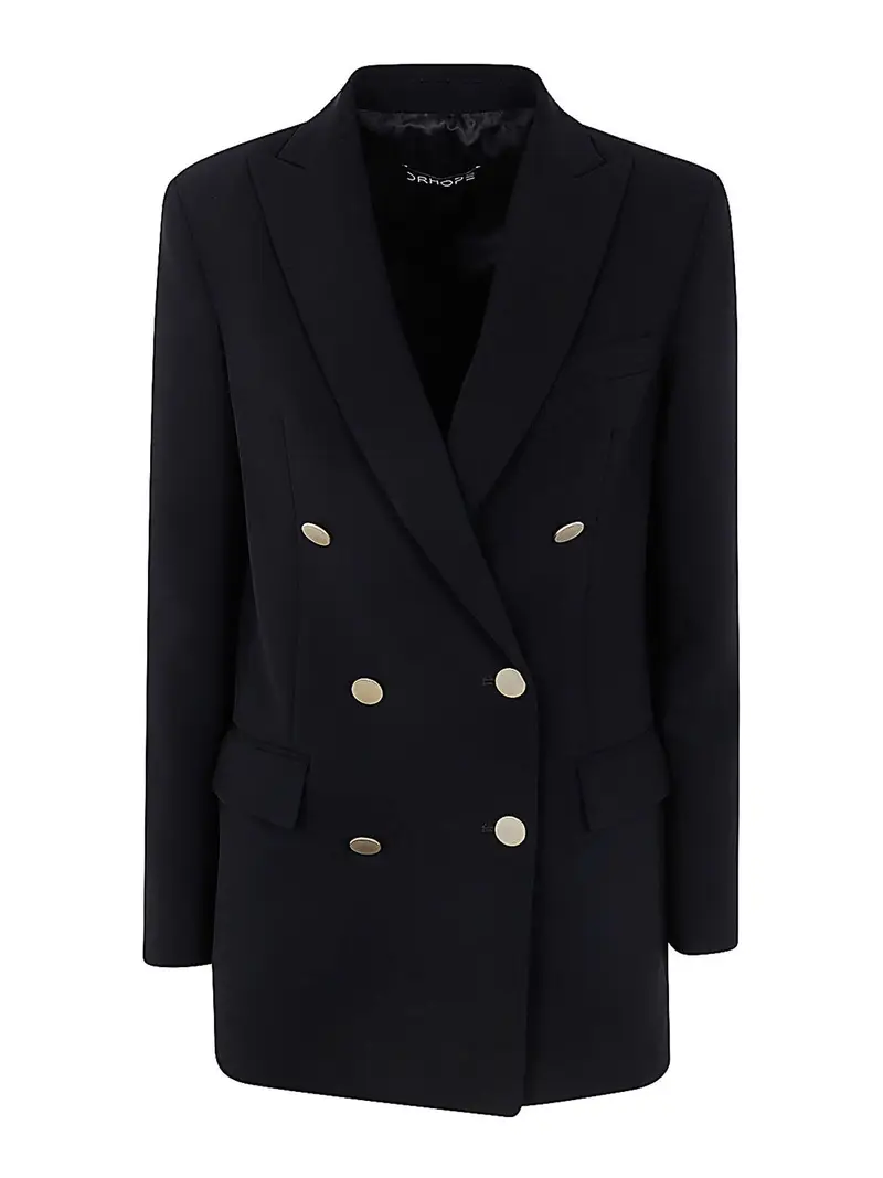 Cappotto doppiopetto con bottoni dorati Nero