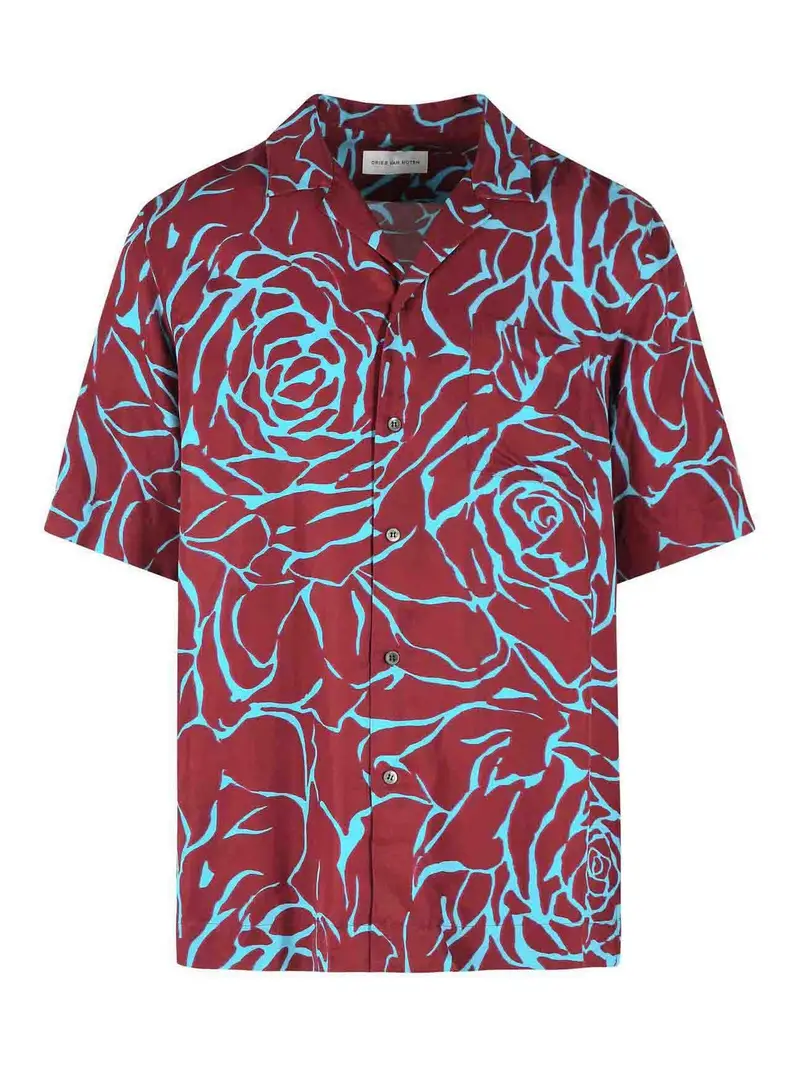 Camicia Carlton in viscosa bordeaux e azzurra Rosso Scuro