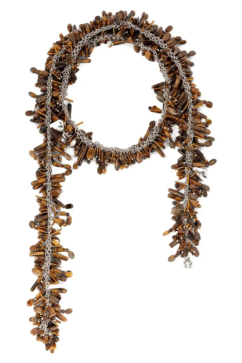 Collana 'Embroidered Scarf' Marrone