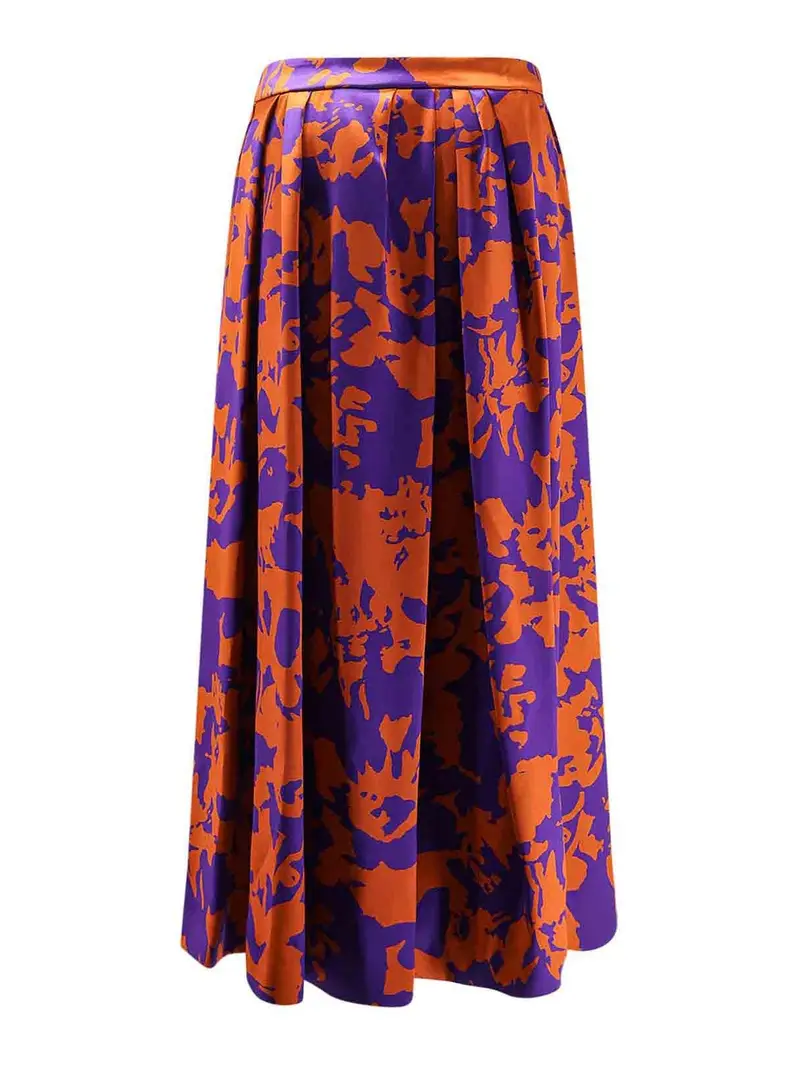Gonna Soni In Viscosa Stampata Arancione