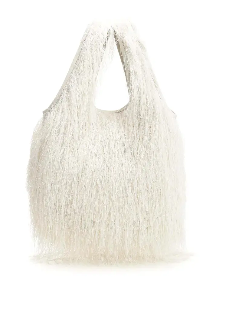 Grande borsa con frangia Bianco