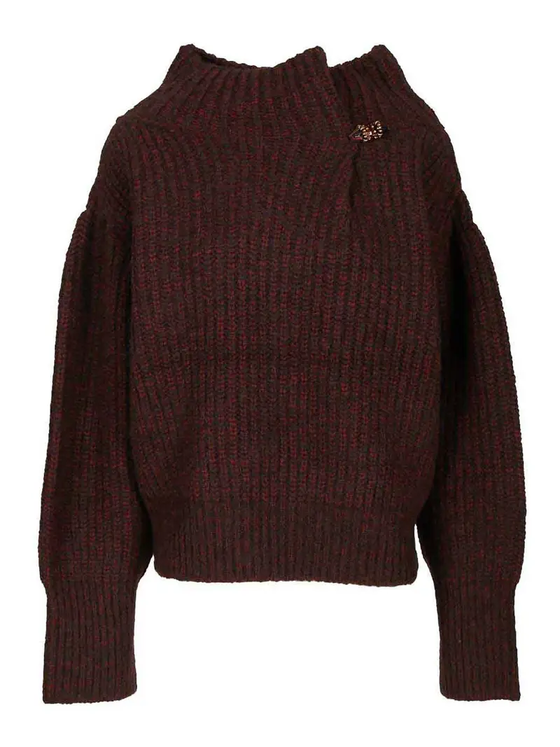 Maglione over in lana Rosso Scuro