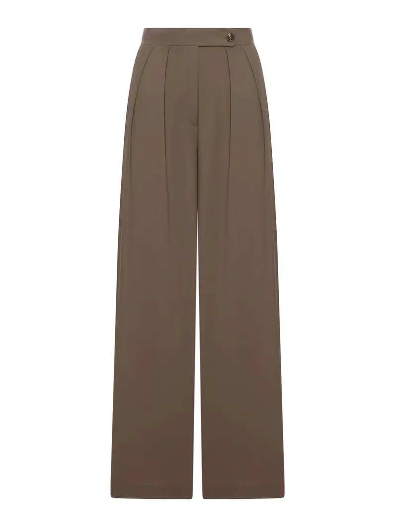Pantaloni ampi con piega Marrone