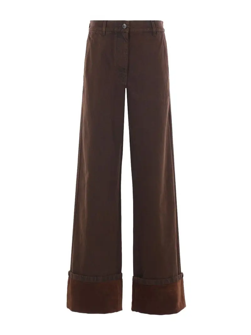 Pantaloni in denim a gamba larga Marrone