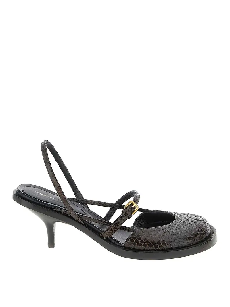 Slingback in pelle Marrone
