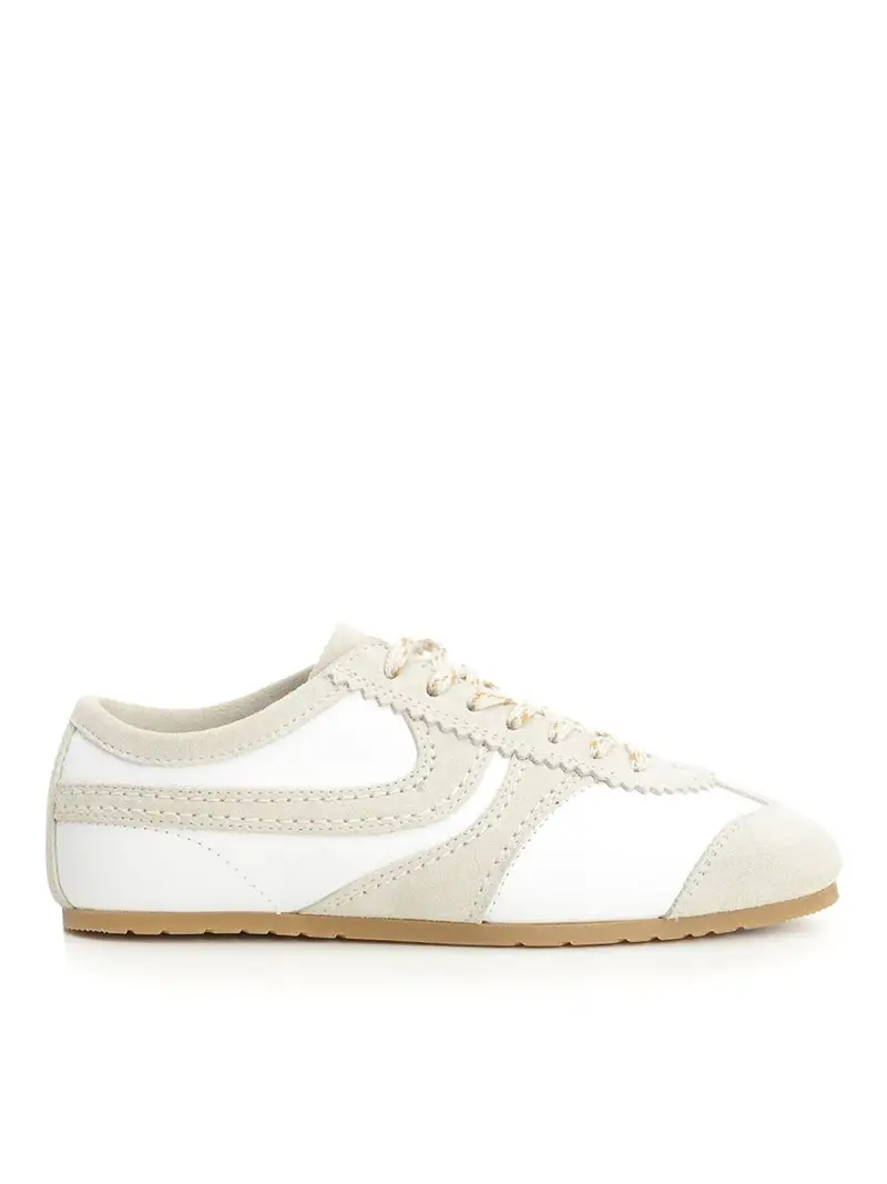 Sneakers In Pelle E Camoscio Bianco