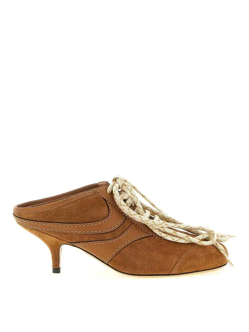 Sneakers in pelle scamosciata con tacco Marrone