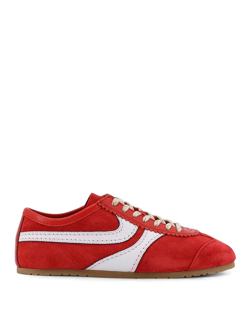 Sneakers In Pelle Scamosciata Rosso