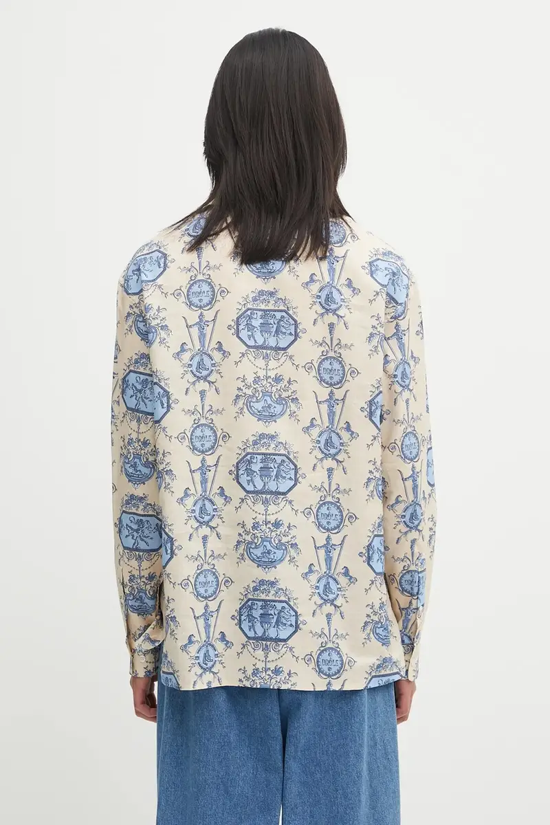 camicia con lino La Chemise Patineur colore beige I.SH232.LI011 miniatura 3