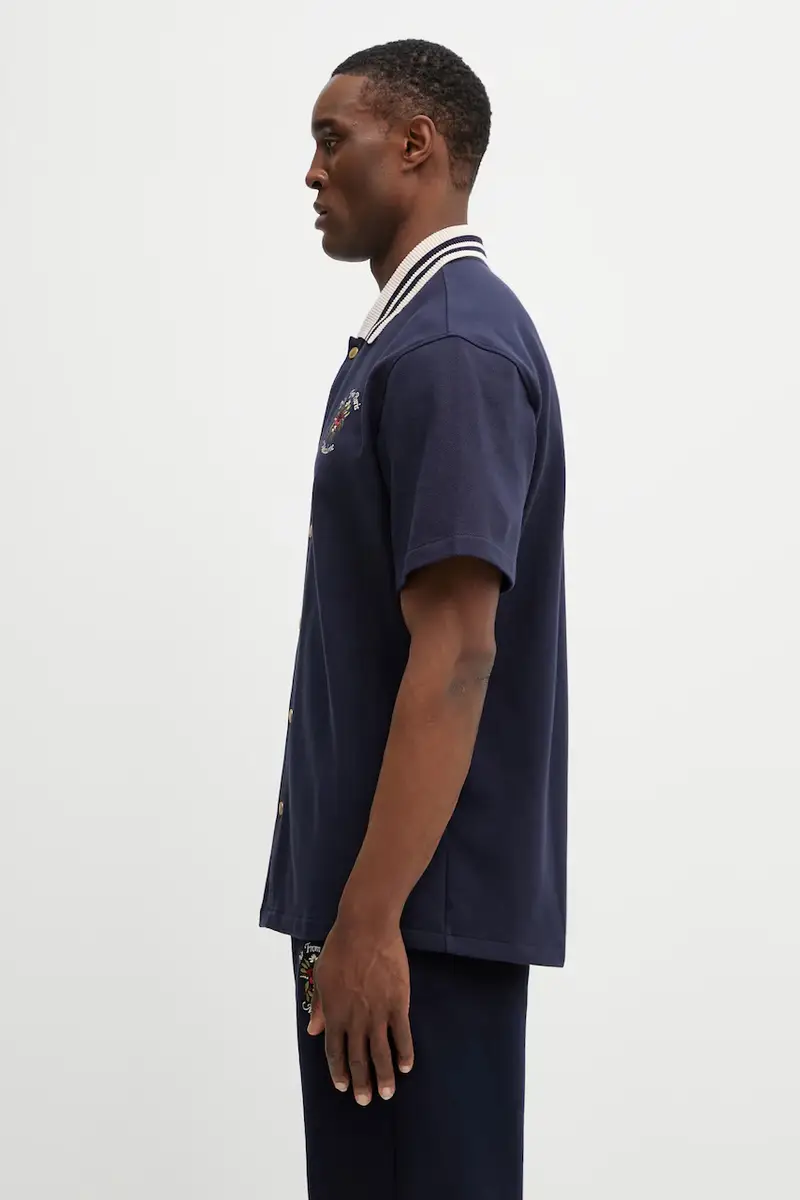 camicia in cotone Chemise Piquée Slogan Rose Blu navy miniatura 2