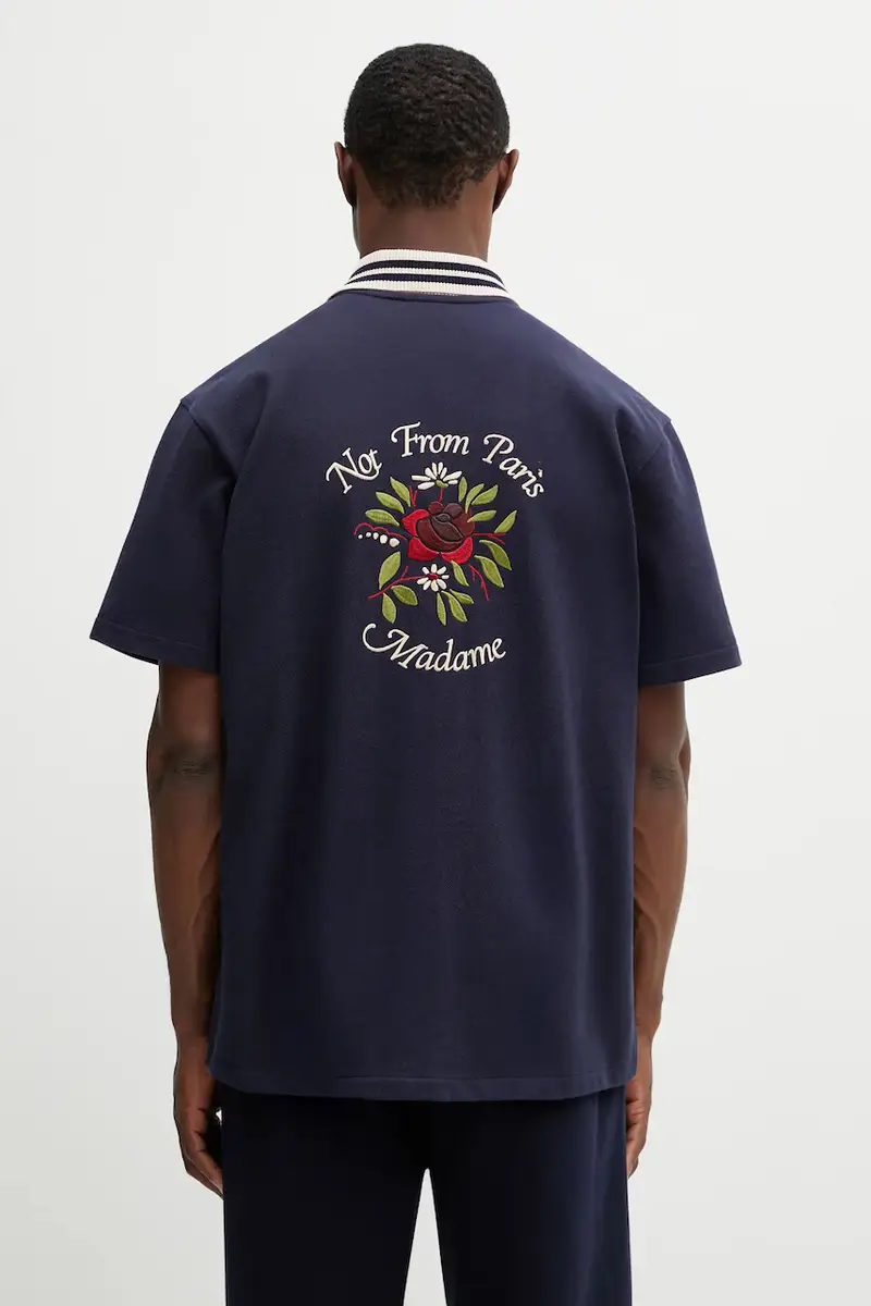 camicia in cotone Chemise Piquée Slogan Rose Blu navy miniatura 3