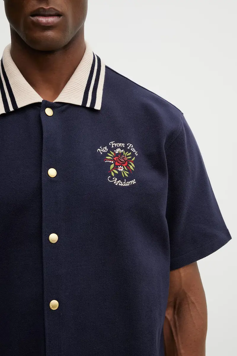 camicia in cotone Chemise Piquée Slogan Rose Blu navy miniatura 4