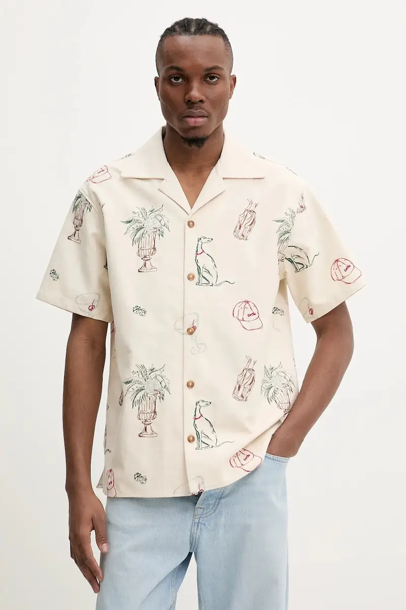 camicia in cotone La Chemise Brodee Country Club uomo colore beige G-SH214-CO198-EC