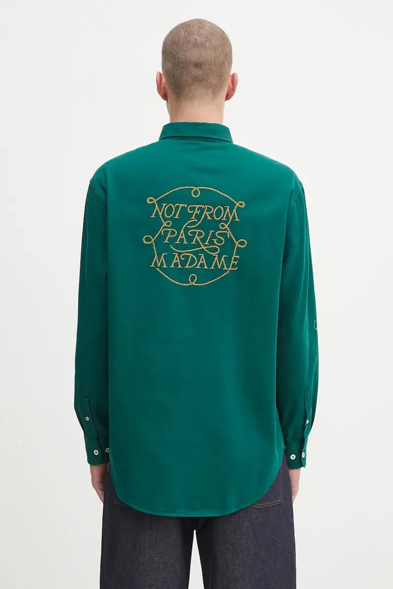 camicia in cotone La Chemise Slogan Tresses uomo colore verde H.SH237.CO217