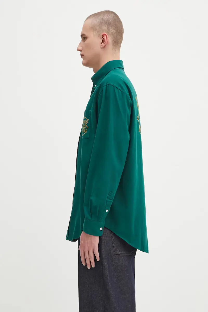 camicia in cotone La Chemise Slogan Tresses Verde miniatura 2