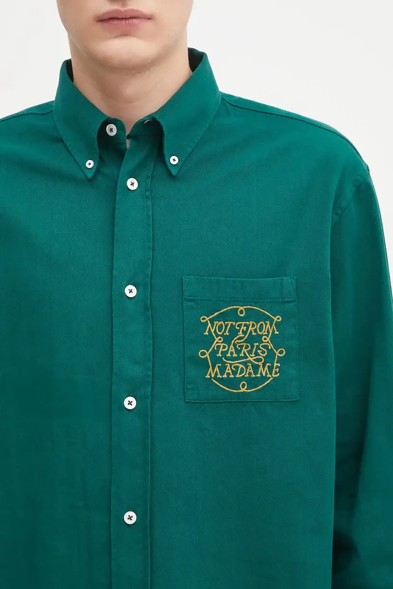 camicia in cotone La Chemise Slogan Tresses Verde miniatura 4