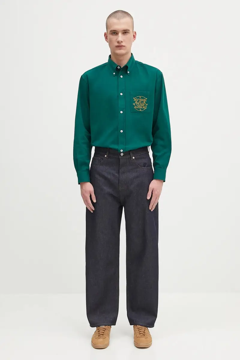 camicia in cotone La Chemise Slogan Tresses Verde miniatura 5