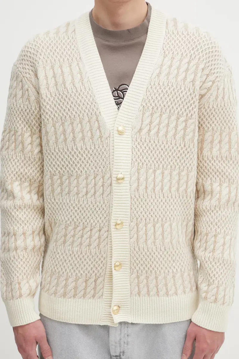 cardigan in lana Le Cardigan Torsades Bicolore Beige miniatura 4