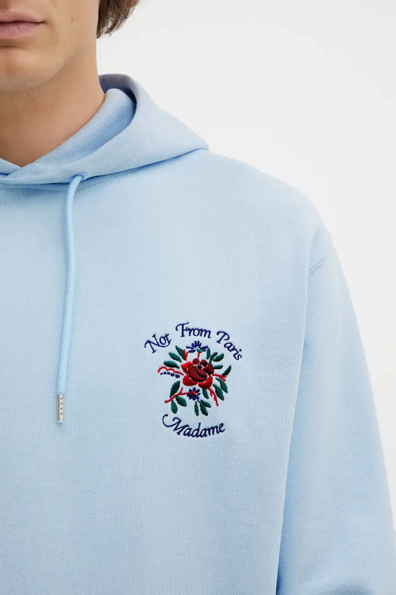 Drole De Monsieur Felpa in cotone Hoodie Slogan rosa e blu miniatura 4