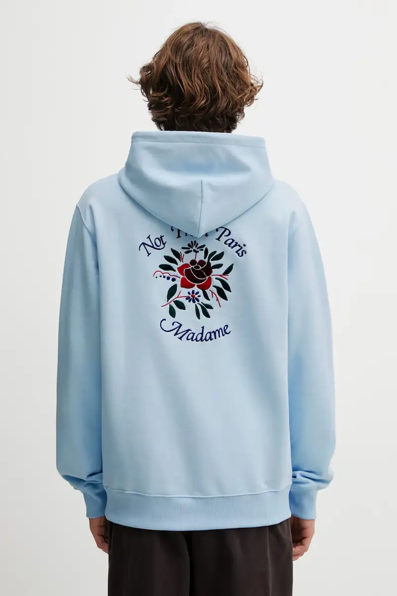 Drole De Monsieur Felpa in cotone Hoodie Slogan rosa e blu