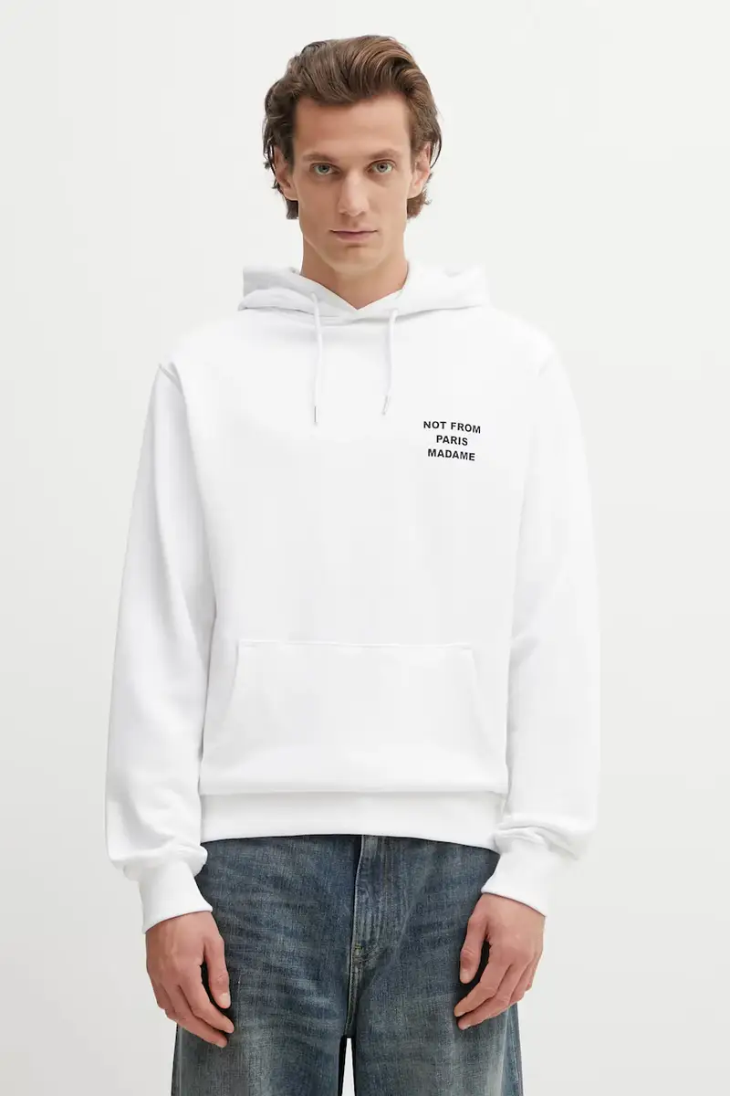 Drole De Monsieur Felpa in cotone Le Hoodie Slogan Bianco miniatura 2