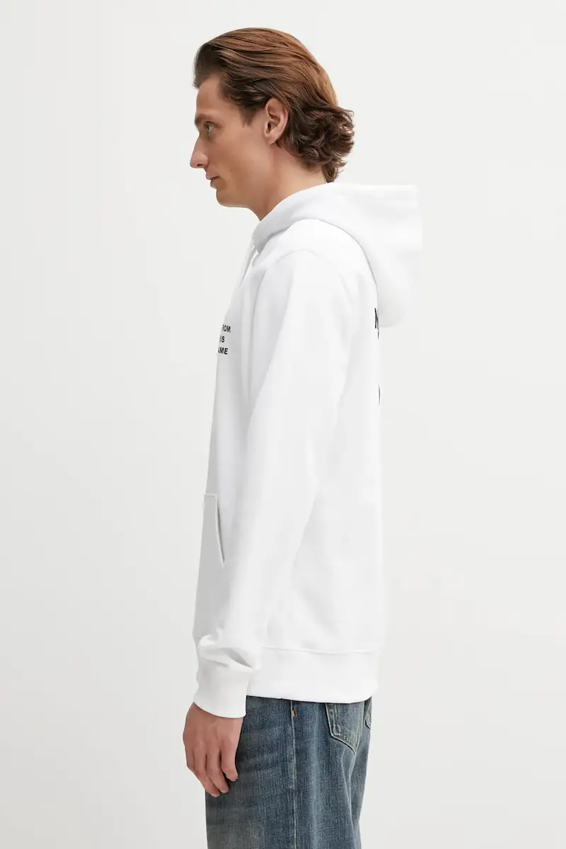 Drole De Monsieur Felpa in cotone Le Hoodie Slogan Bianco miniatura 3