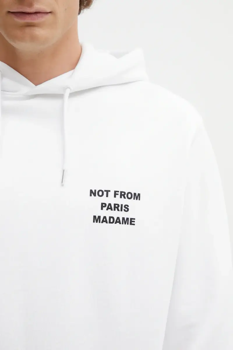 Drole De Monsieur Felpa in cotone Le Hoodie Slogan Bianco miniatura 4