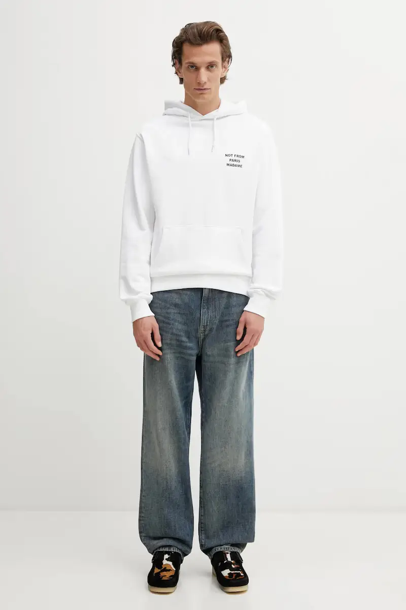 Drole De Monsieur Felpa in cotone Le Hoodie Slogan Bianco miniatura 5