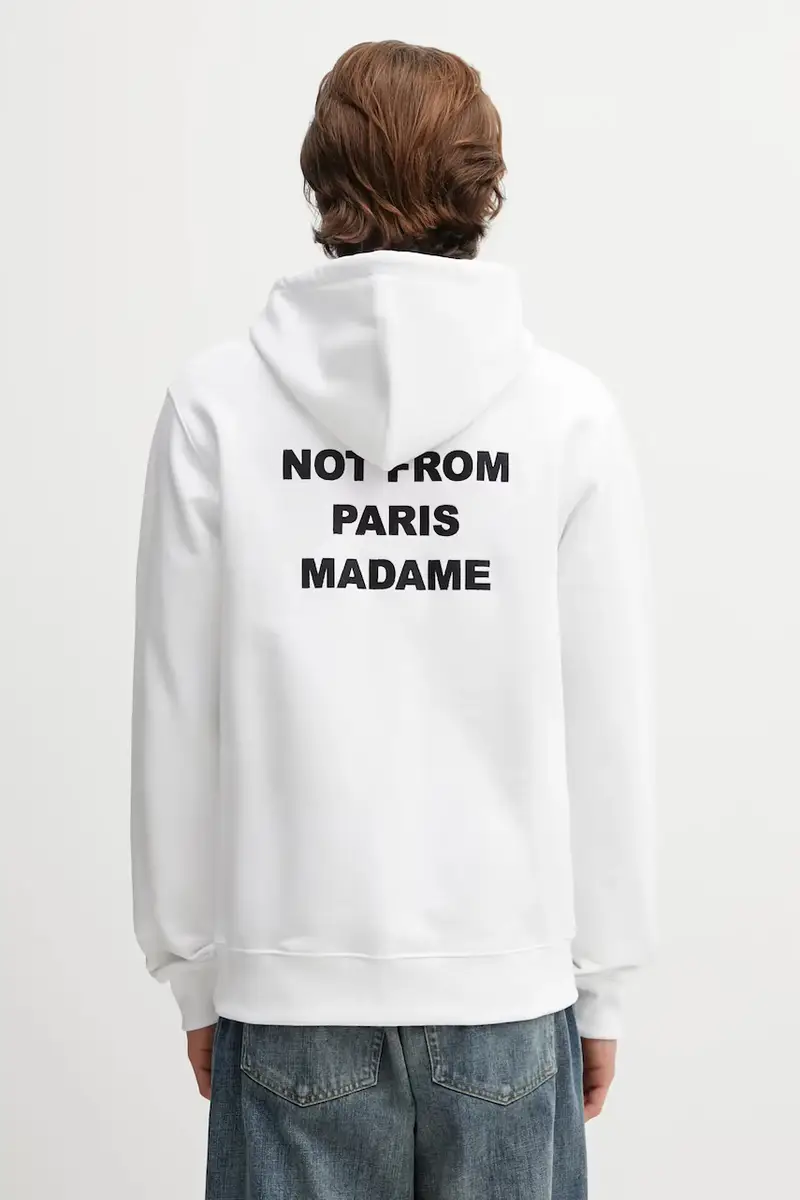 Drole De Monsieur Felpa in cotone Le Hoodie Slogan Bianco