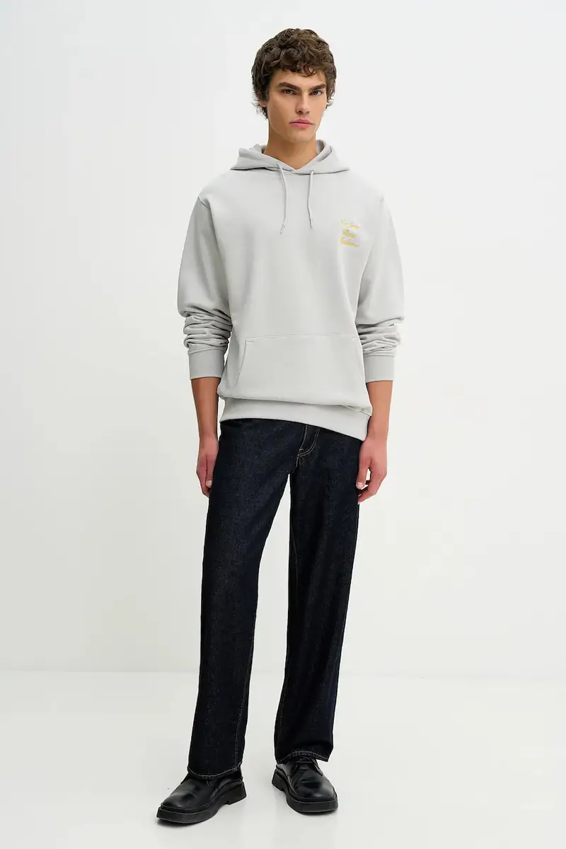 felpa in cotone Le Hoodie Slogan Calligraphy Grigio miniatura 2