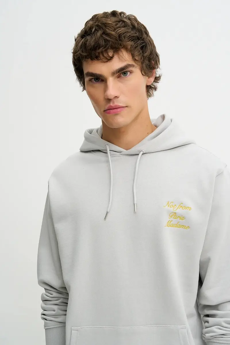 felpa in cotone Le Hoodie Slogan Calligraphy Grigio miniatura 4