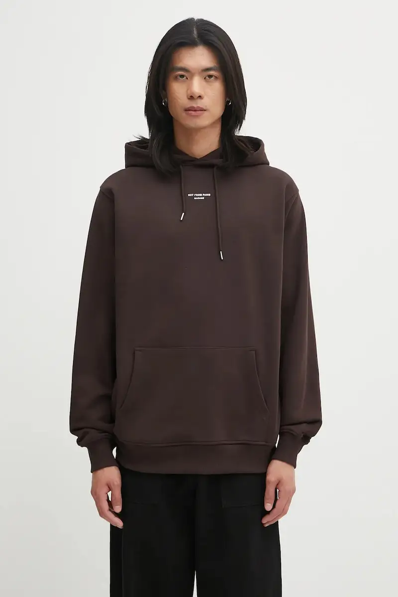 felpa in cotone Le Hoodie Slogan Classique uomo colore marrone con cappuccio I.HO161.CO127