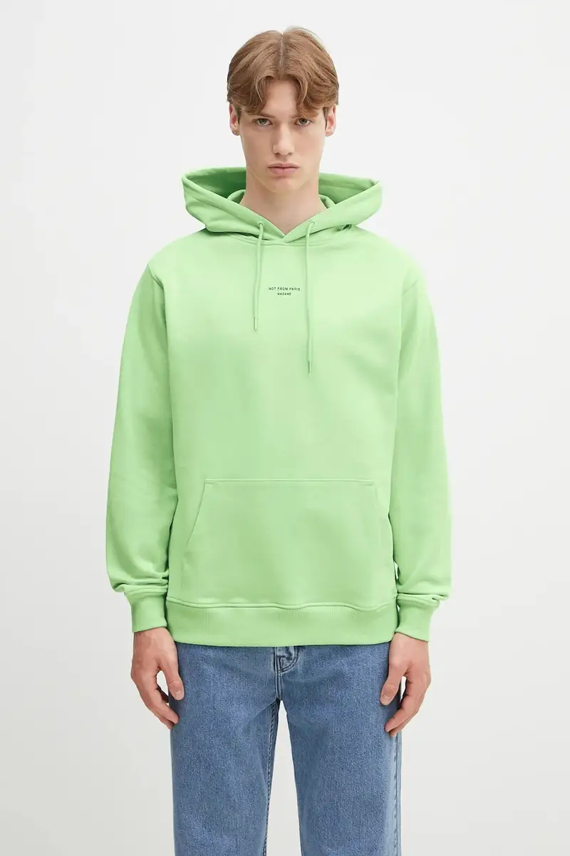 felpa in cotone Le Hoodie Slogan Classique uomo colore verde con cappuccio G-HO161-CO127-LGN